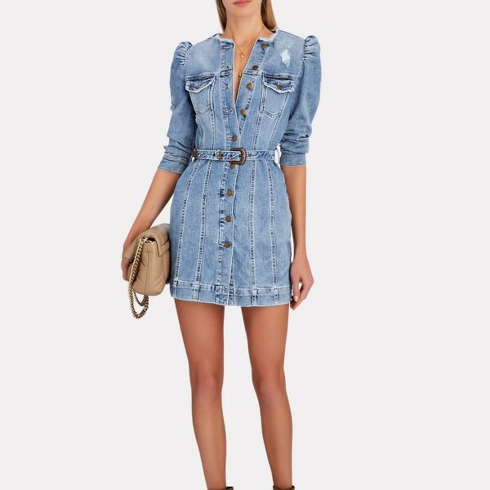 Retrofête Jamie denim mini dress with belt